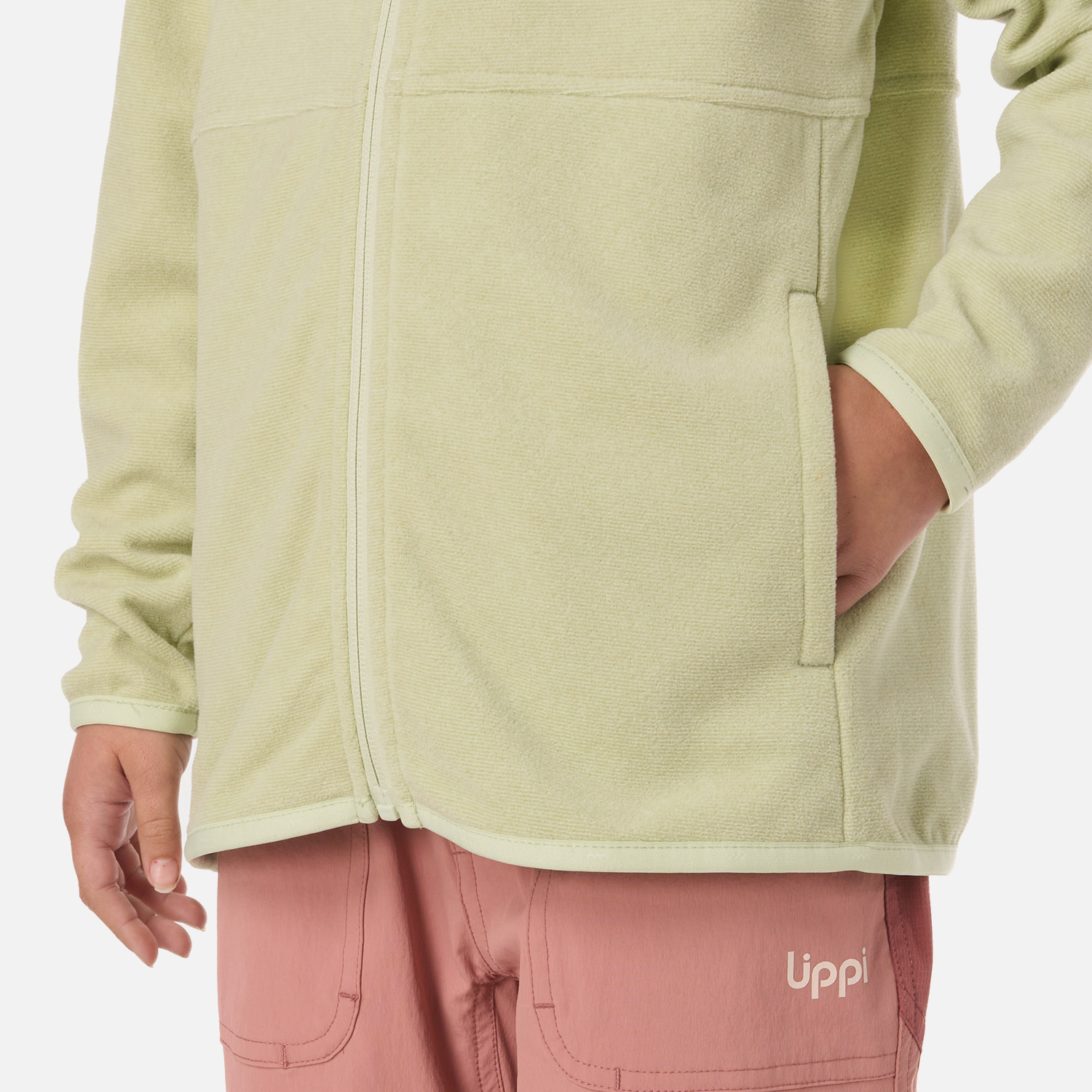 POLAR NIÑA STRIPES NANO-F FULL ZIP GRIS CLARO / VERDE AGUA LIPPI V26 - 5