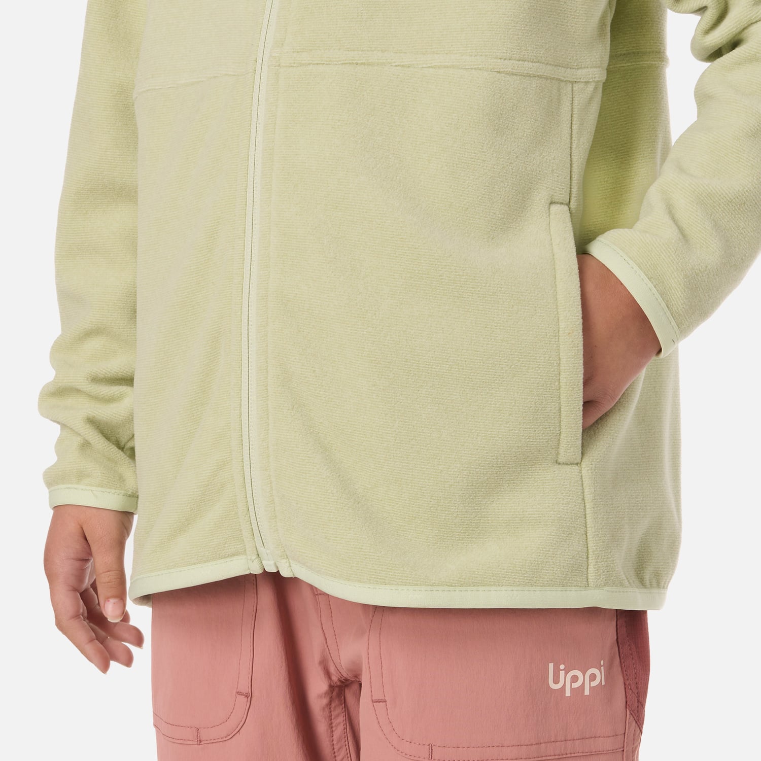 POLAR NIÑA STRIPES NANO-F FULL ZIP GRIS CLARO / VERDE AGUA LIPPI V26 - 5