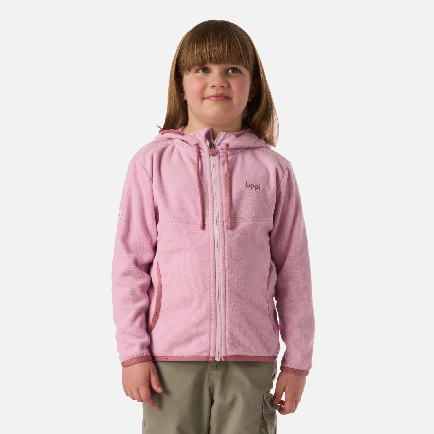 POLAR NIÑA STRIPES NANO-F FULL ZIP HOODY ROSA CLARO LIPPI V26 - 1