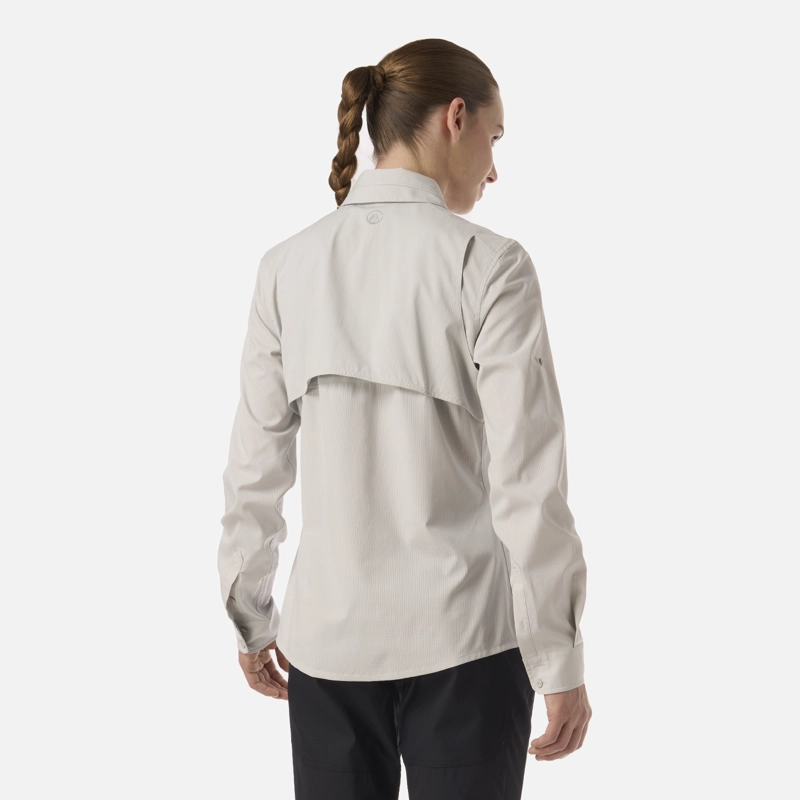 CAMISA MUJER ROSSELOT LONG SLEEVE Q-DRY SHIRT GRIS CLARO LIPPI V26 - 3