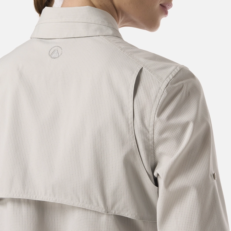 CAMISA MUJER ROSSELOT LONG SLEEVE Q-DRY SHIRT GRIS CLARO LIPPI V26 - 6