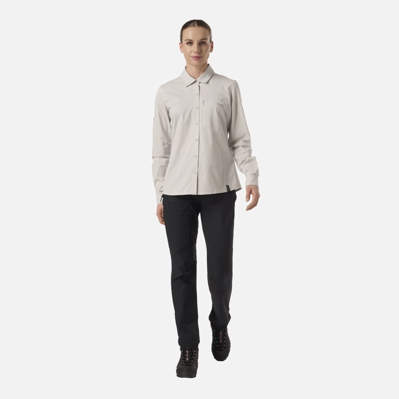 CAMISA MUJER ROSSELOT LONG SLEEVE Q-DRY SHIRT GRIS CLARO LIPPI V26 - 7