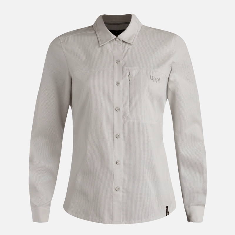 CAMISA MUJER ROSSELOT LONG SLEEVE Q-DRY SHIRT GRIS CLARO LIPPI V26 - 8