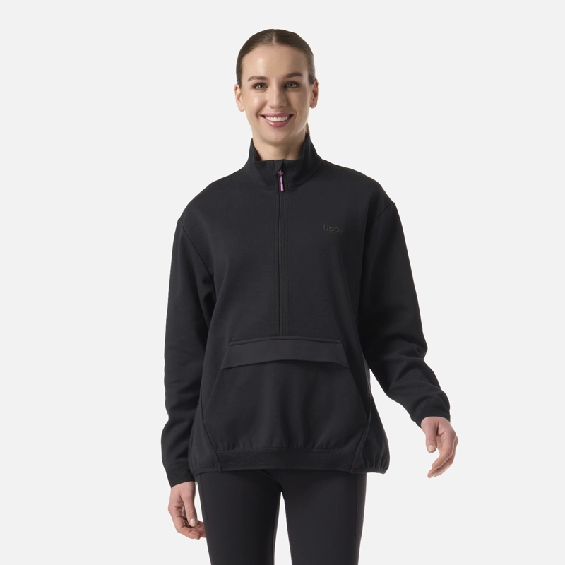 LIPPI POLERON MUJER DOWNSTREET 1/4 ZIP SWEATSHIRT NEGRO LIPPI