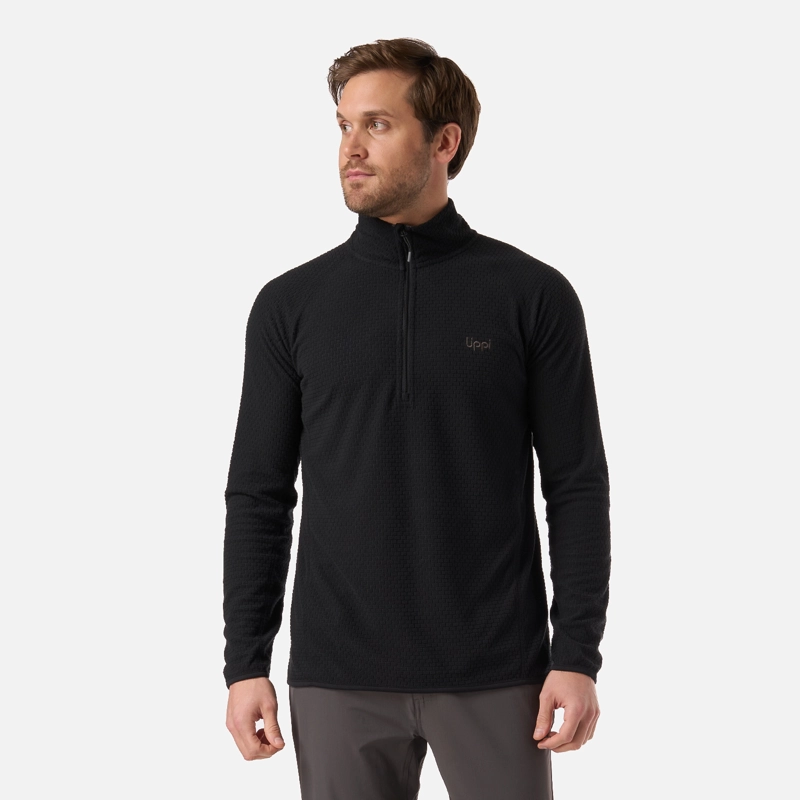 POLERON HOMBRE JACARANDA NANO-F 1/4 ZIP NEGRO LIPPI - 1