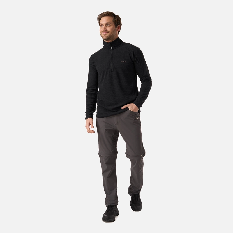POLERON HOMBRE JACARANDA NANO-F 1/4 ZIP NEGRO LIPPI - 5
