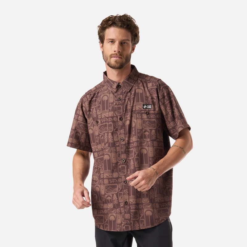 HAKA HONU CAMISA HOMBRE CUMBRE MANGA CORTA PRINT CAFE HAKA HONU