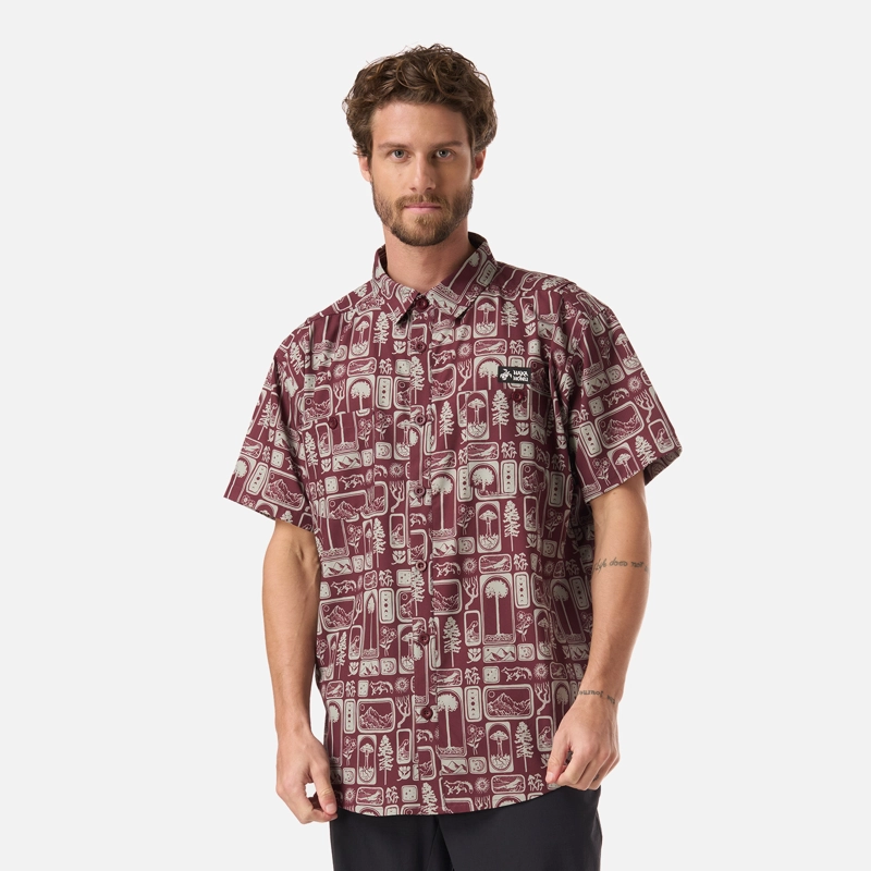 HAKA HONU CAMISA HOMBRE CUMBRE MANGA CORTA PRINT BURDEO HAKA HONU
