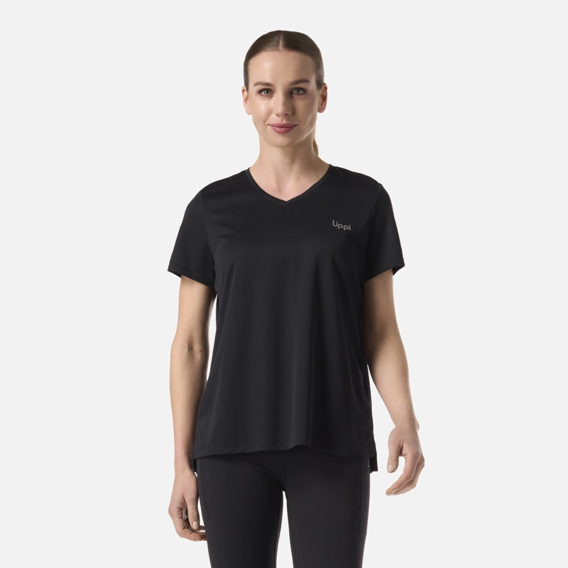 POLERA MUJER CORE V-NECK Q-DRY T-SHIRT NEGRO LIPPI - 1