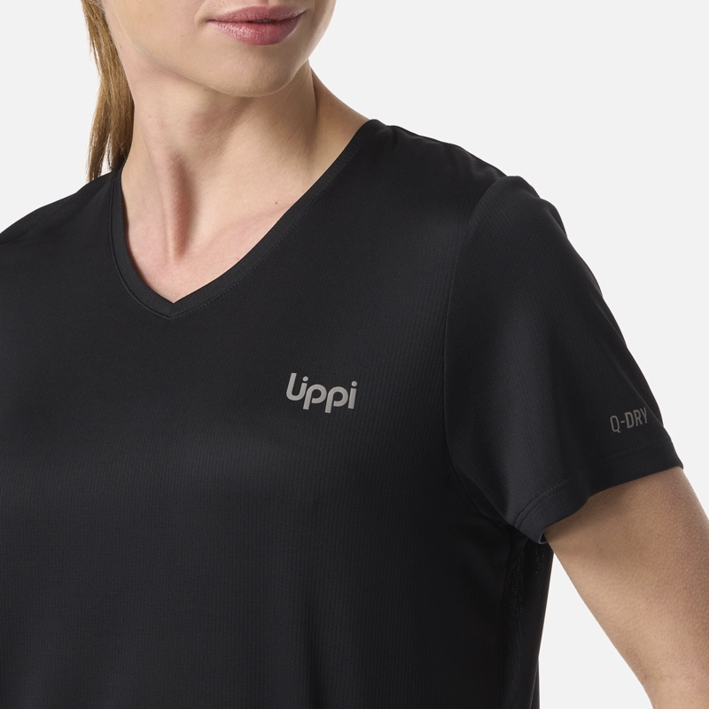 POLERA MUJER CORE V-NECK Q-DRY T-SHIRT NEGRO LIPPI - 4