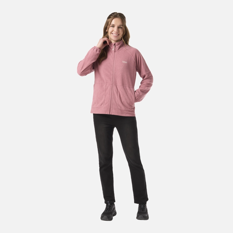 POLAR MUJER STRIPES NANO-F FULL ZIP ROSA OSCURO LIPPI V26 - 6