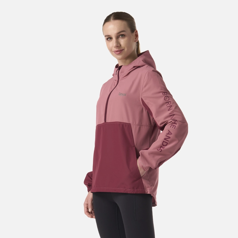 CHAQUETA MUJER NIGHTFALL WINDBREAKER 1/4 ZIP HOODY JACKET ROSADO OSCURO LIPPI - 2