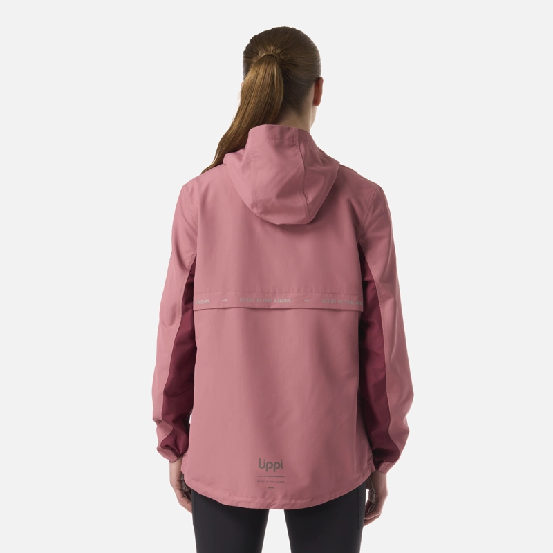 CHAQUETA MUJER NIGHTFALL WINDBREAKER 1/4 ZIP HOODY JACKET ROSADO OSCURO LIPPI - 3