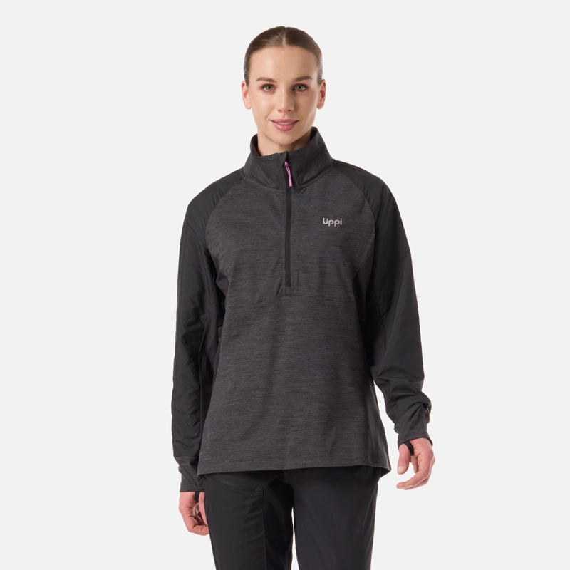 POLERON MUJER EGGER 1/4 ZIP NEGRO LIPPI V26 - 1