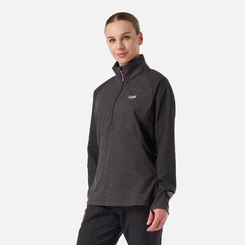 POLERON MUJER EGGER 1/4 ZIP NEGRO LIPPI V26 - 2