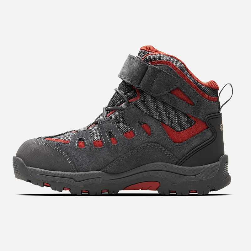 BOTIN NIÑO PUELO CS HI VELCRO GRIS MEDIO / ROJO OSCURO LIPPI - 2