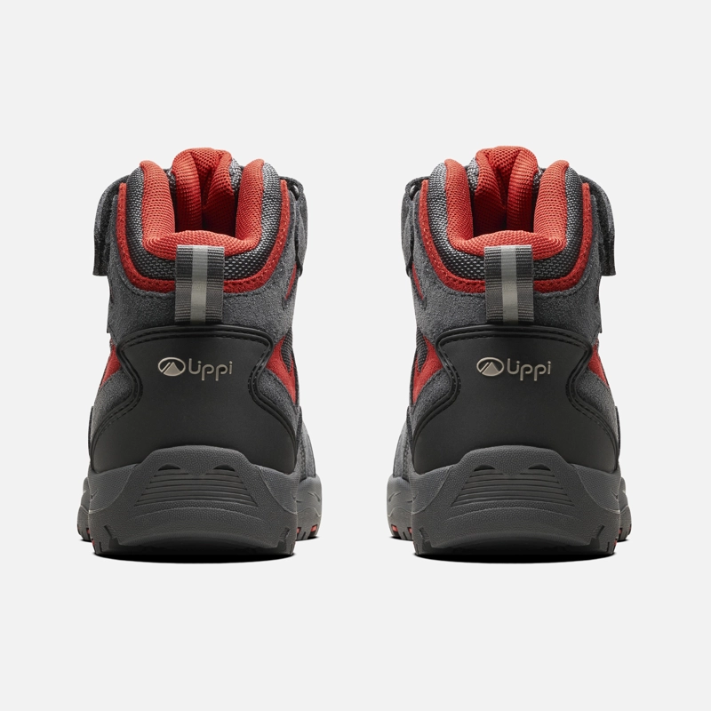 BOTIN NIÑO PUELO CS HI VELCRO GRIS MEDIO / ROJO OSCURO LIPPI - 5