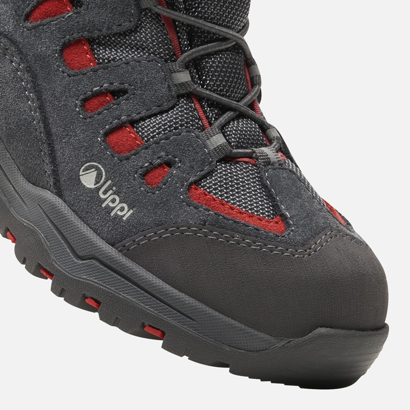 BOTIN NIÑO PUELO CS HI VELCRO GRIS MEDIO / ROJO OSCURO LIPPI - 7