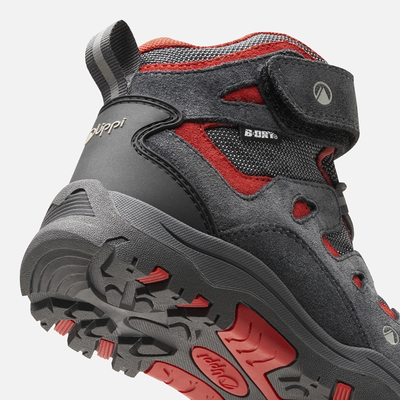 BOTIN NIÑO PUELO CS HI VELCRO GRIS MEDIO / ROJO OSCURO LIPPI - 8