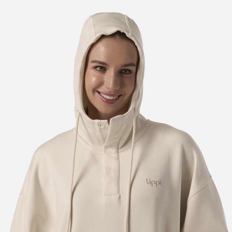 POLERON MUJER CITYSCAPE HOODY SWEATSHIRT CREMA LIPPI - 4