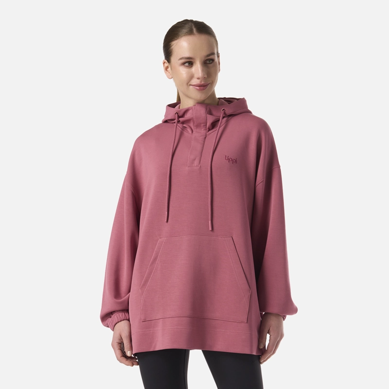POLERON MUJER CITYSCAPE HOODY SWEATSHIRT ROSA OSCURO LIPPI - 1