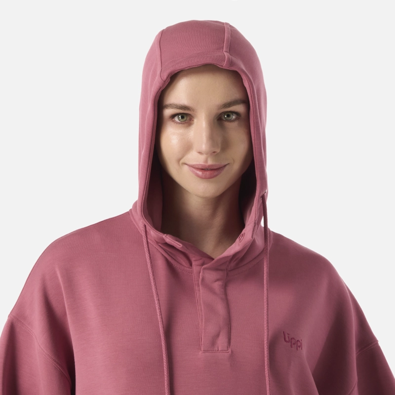 POLERON MUJER CITYSCAPE HOODY SWEATSHIRT ROSA OSCURO LIPPI - 4