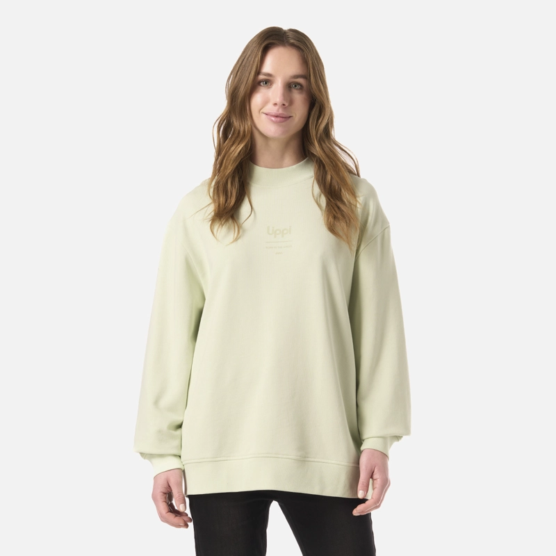 POLERON MUJER ULMO MID POINT CREWNECK SWEATSHIRT GRIS CLARO / VERDE AGUA LIPPI - 1