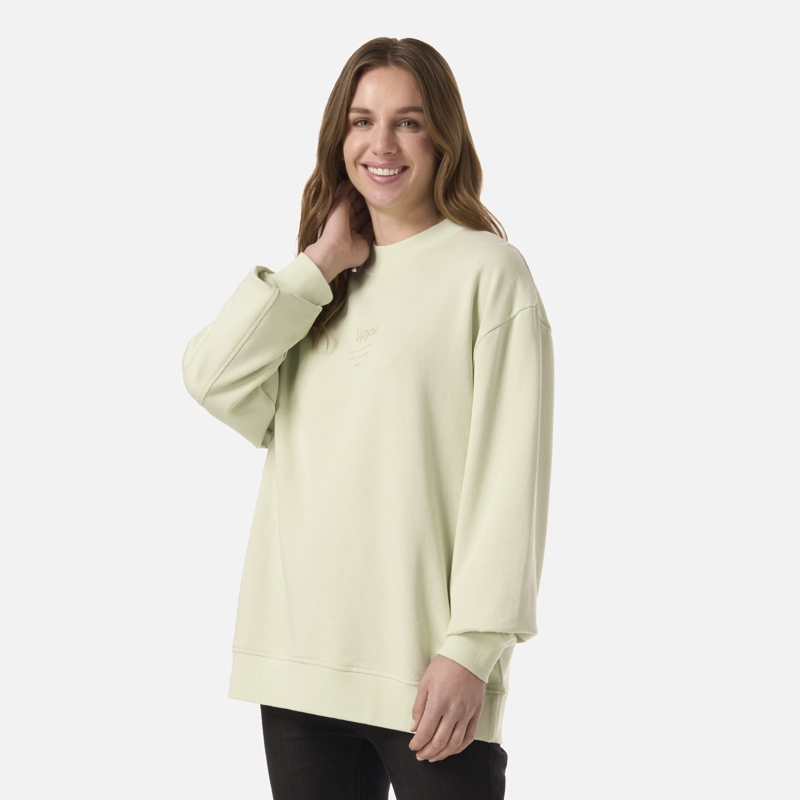 POLERON MUJER ULMO MID POINT CREWNECK SWEATSHIRT GRIS CLARO / VERDE AGUA LIPPI - 2
