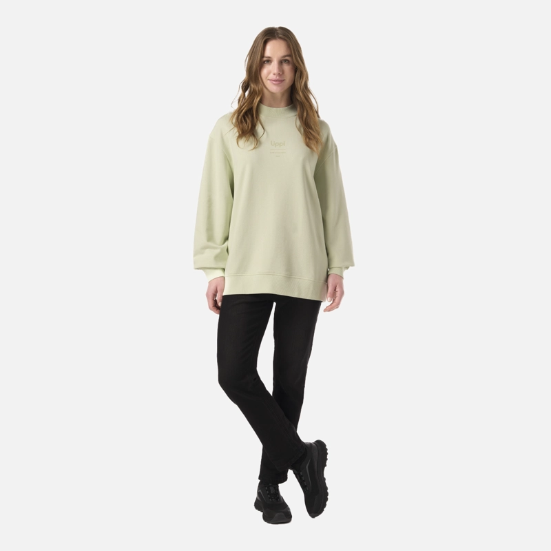 POLERON MUJER ULMO MID POINT CREWNECK SWEATSHIRT GRIS CLARO / VERDE AGUA LIPPI - 5