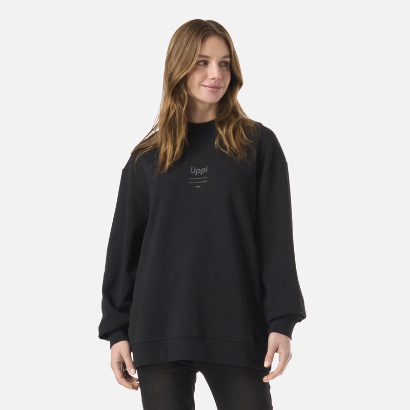 POLERON MUJER ULMO MID POINT CREWNECK SWEATSHIRT NEGRO LIPPI - 1