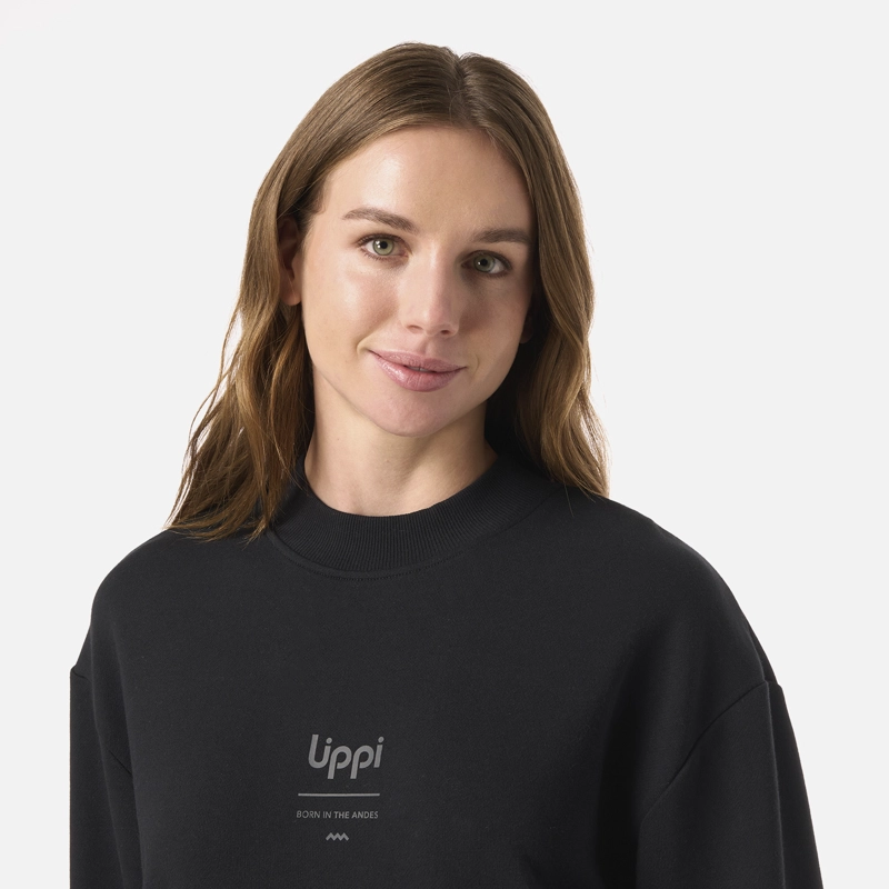 POLERON MUJER ULMO MID POINT CREWNECK SWEATSHIRT NEGRO LIPPI - 4