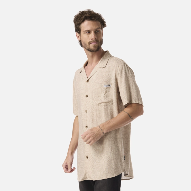 CAMISA HOMBRE LINAJE PRINT TAUPE HAKA HONU - 2