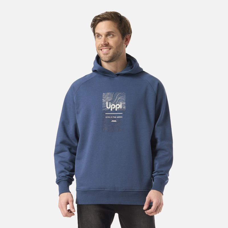 POLERON HOMBRE INSIGNE HOODY SWEATSHIRT FRONT PRINT AZUL OSCURO LIPPI - 1