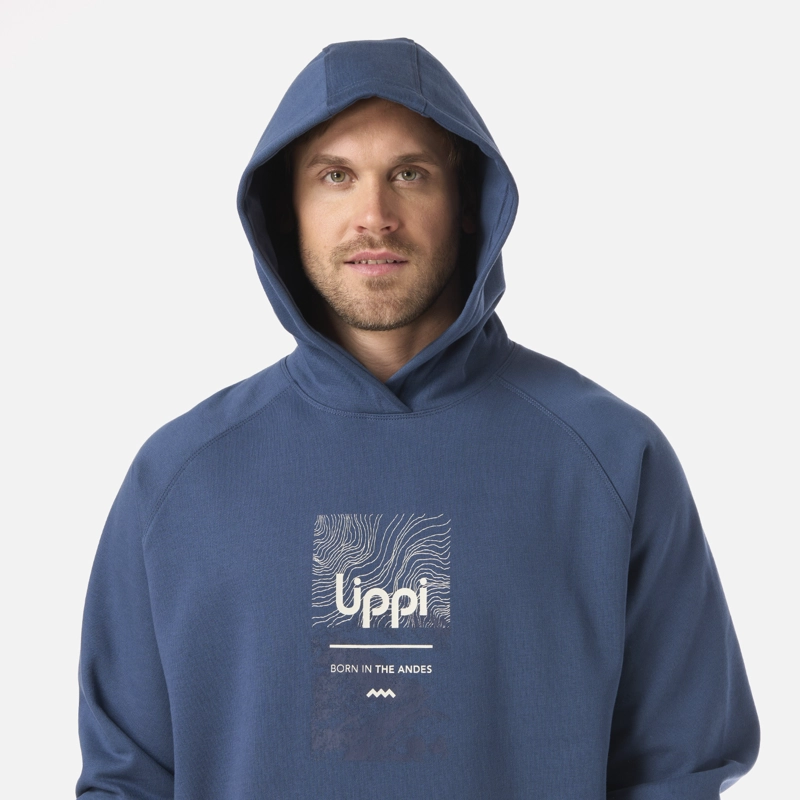 POLERON HOMBRE INSIGNE HOODY SWEATSHIRT FRONT PRINT AZUL OSCURO LIPPI - 4