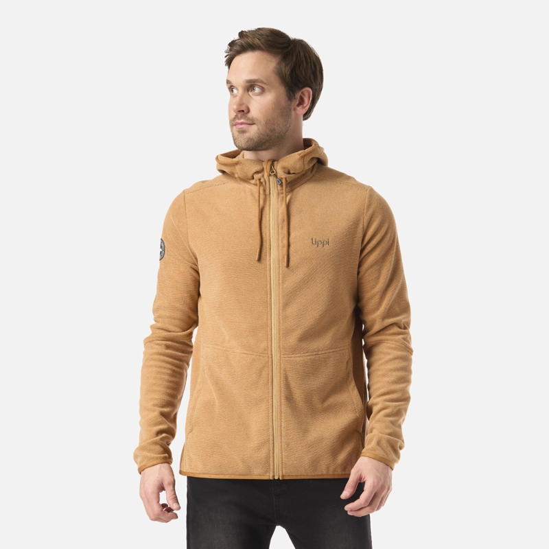 POLAR HOMBRE STRIPES NANO-F FULL ZIP HOODY CAMEL LIPPI - 1
