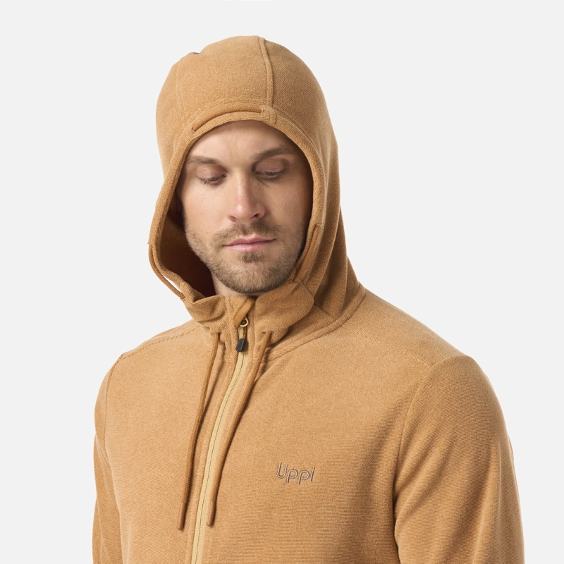 POLAR HOMBRE STRIPES NANO-F FULL ZIP HOODY CAMEL LIPPI - 4