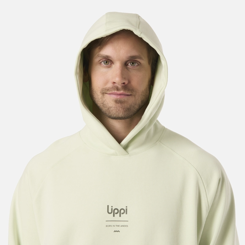 POLERON HOMBRE ULMO HOODY SWEATSHIRT GRIS CLARO / VERDE AGUA LIPPI - 4