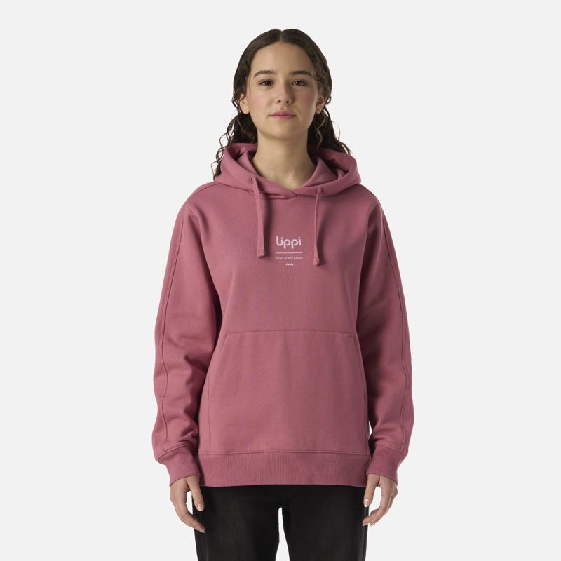 POLERON TEEN GIRL ULMO MID POINT HOODY SWEATSHIRT ROSA OSCURO LIPPI - 1