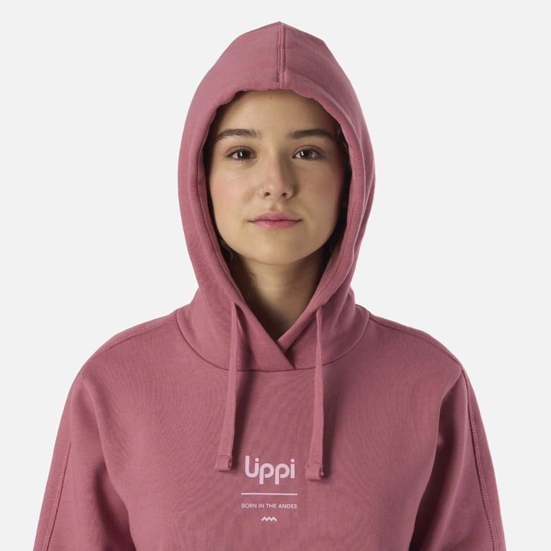 POLERON TEEN GIRL ULMO MID POINT HOODY SWEATSHIRT ROSA OSCURO LIPPI - 4