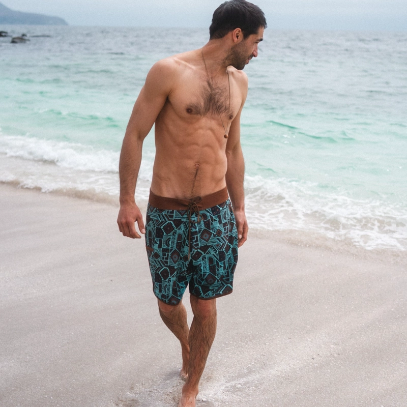 TRAJE DE BAÑO HOMBRE SORFER PRINT MOSTAZA OSCURO HAKA HONU - 7