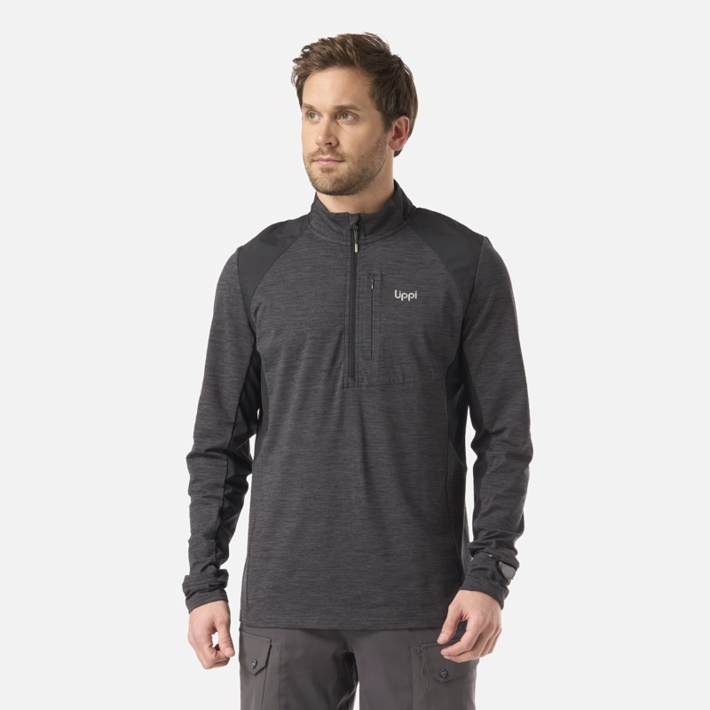 POLERON HOMBRE EGGER 1/4 ZIP NEGRO LIPPI - 1