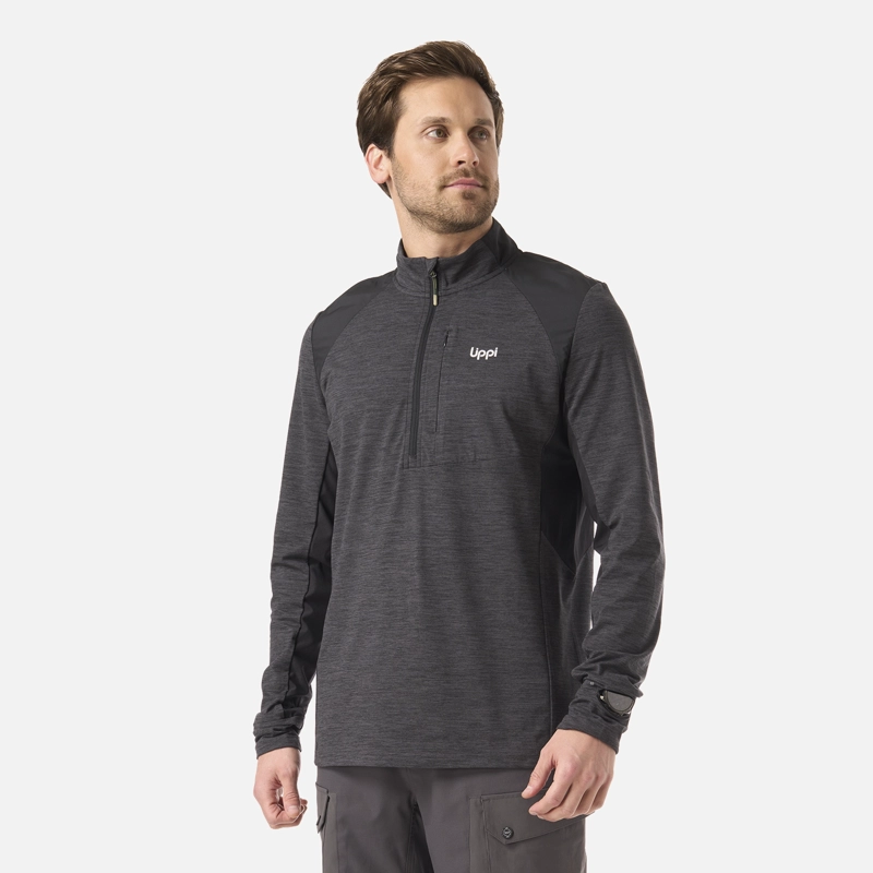 POLERON HOMBRE EGGER 1/4 ZIP NEGRO LIPPI - 2