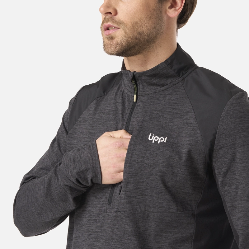 POLERON HOMBRE EGGER 1/4 ZIP NEGRO LIPPI - 4