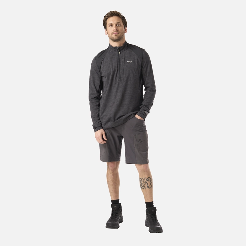 POLERON HOMBRE EGGER 1/4 ZIP NEGRO LIPPI - 6