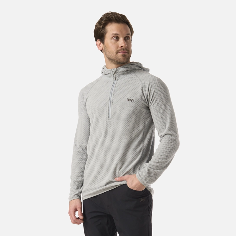 POLERON HOMBRE JACARANDA NANO-F 1/4 ZIP HOODY GRIS LIPPI - 2