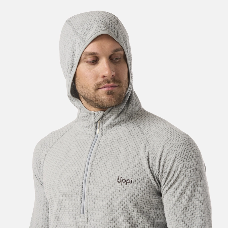 POLERON HOMBRE JACARANDA NANO-F 1/4 ZIP HOODY GRIS LIPPI - 4
