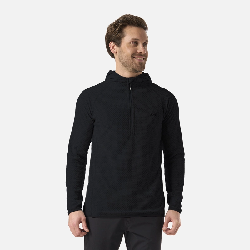 POLERON HOMBRE JACARANDA NANO-F 1/4 ZIP HOODY NEGRO LIPPI V26 - 1
