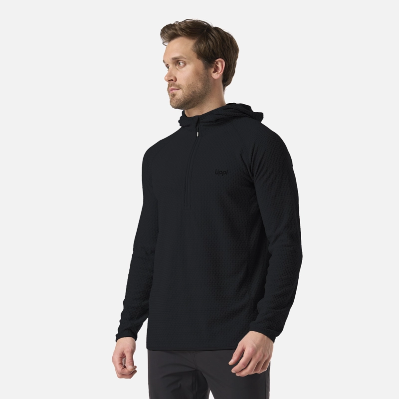 POLERON HOMBRE JACARANDA NANO-F 1/4 ZIP HOODY NEGRO LIPPI V26 - 2