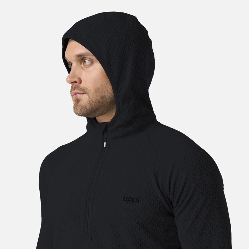 POLERON HOMBRE JACARANDA NANO-F 1/4 ZIP HOODY NEGRO LIPPI V26 - 4