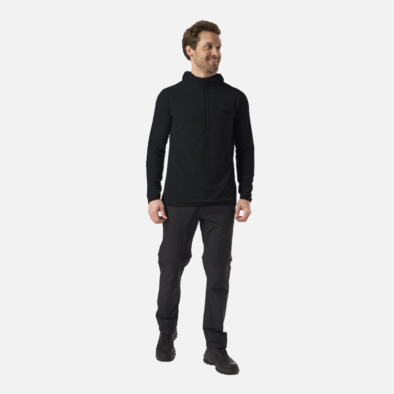 POLERON HOMBRE JACARANDA NANO-F 1/4 ZIP HOODY NEGRO LIPPI V26 - 5